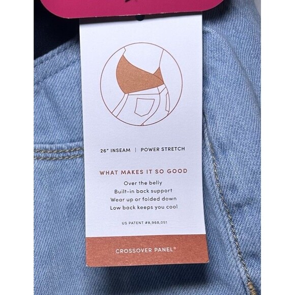 Ingrid & Isabel Maternity Light Wash Boyfriend Jeans Crossover Panel Size 8 NWT - Picture 3 of 7
